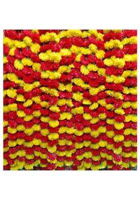 Ragoma 25 Pcs Artificial Marigold Garlands Red and Yellow Artificial Marigold Flowers for Decoration Garlands