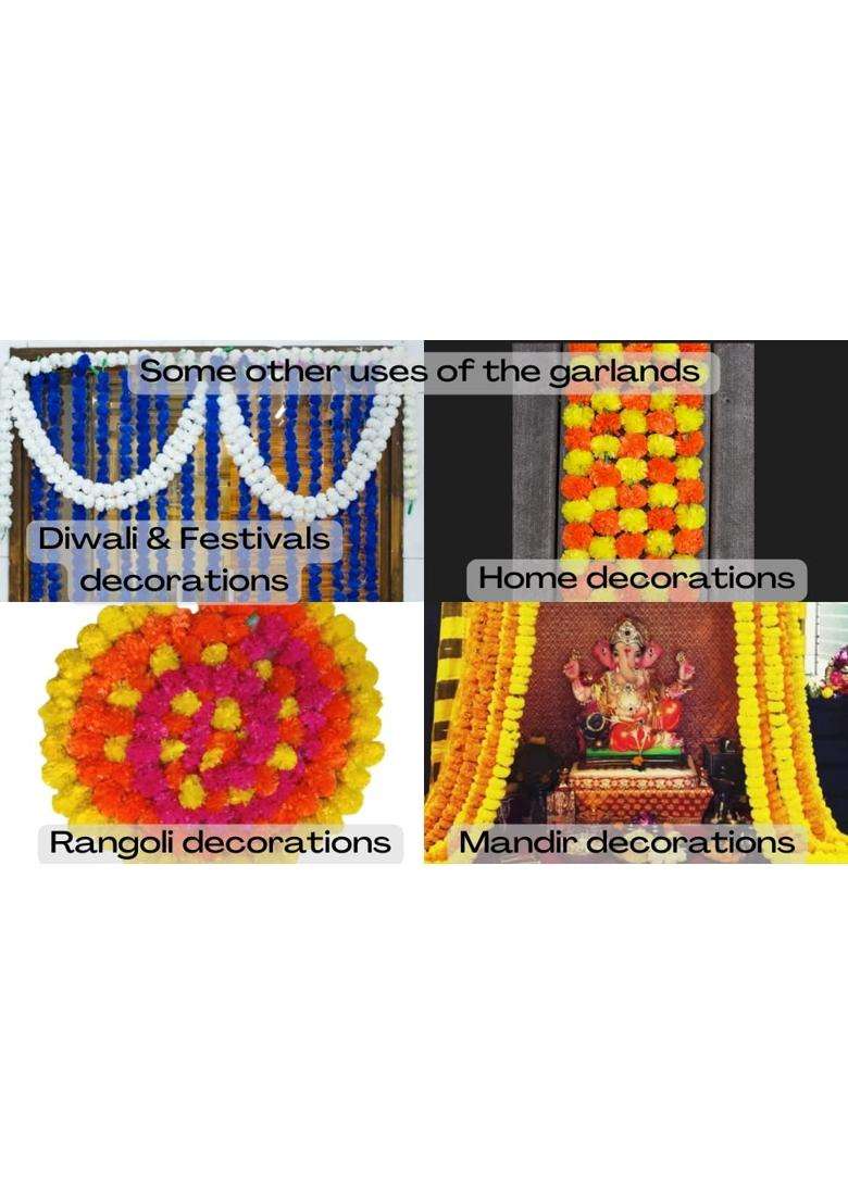 Ragoma 25 Pcs Artificial Marigold Garlands Red and Yellow Artificial Marigold Flowers for Decoration Garlands - Indya
