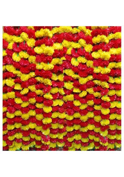 Ragoma 25 Pcs Artificial Marigold Garlands Red and Yellow Artificial Marigold Flowers for Decoration Garlands