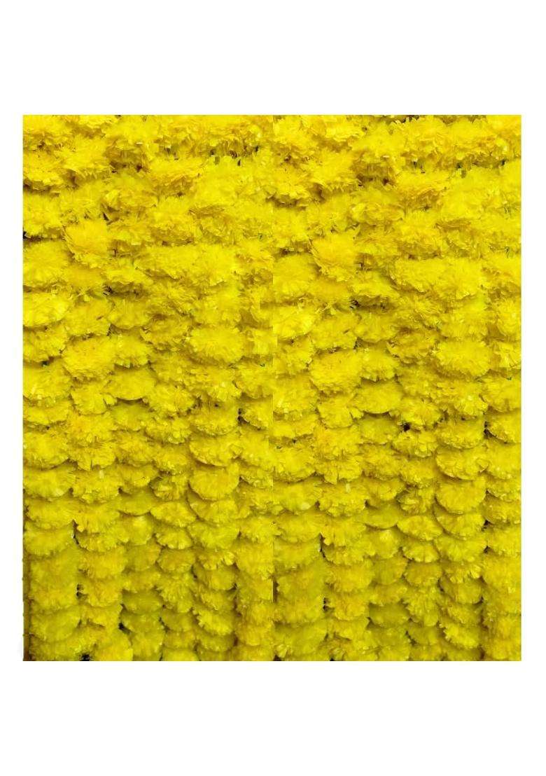 Ragoma 25 Pcs Artificial Marigold Garlands Yellow Artificial Marigold Flowers for Decoration Garlands for Home - Indya