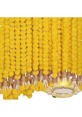 Barbuddy Artificial Marigold Flowers for Decoration Garland with Bell for Diwali and Festivals