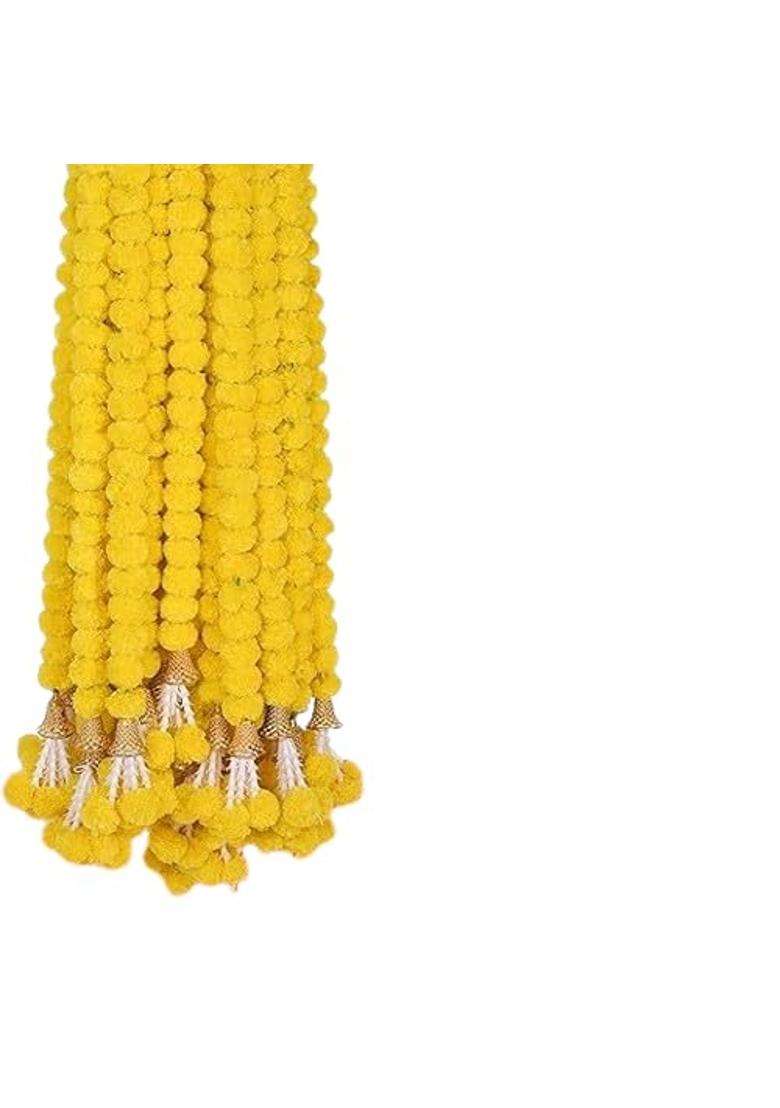 Barbuddy Artificial Marigold Flowers for Decoration Garland with Bell for Diwali and Festivals - Indya