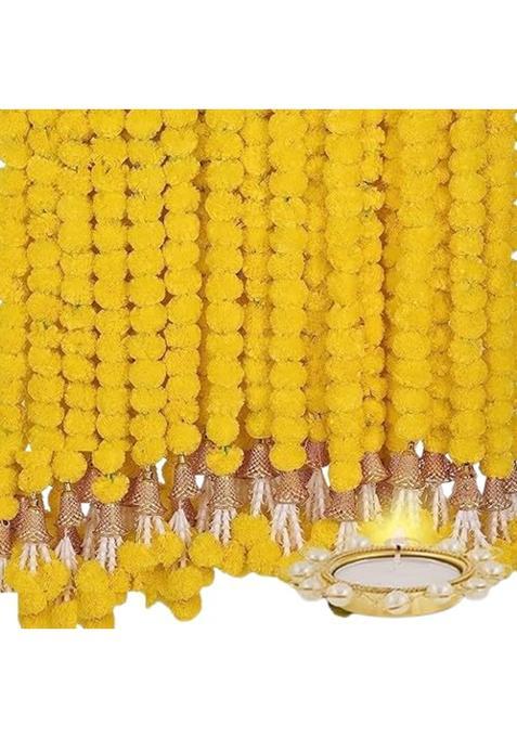 Barbuddy Artificial Marigold Flowers for Decoration Garland with Bell for Diwali and Festivals