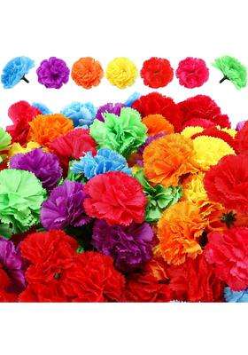 Willbond 140 Pieces Marigold Flower Heads Mexican Artificial Marigold Flowers Valentine Day Flowers Day