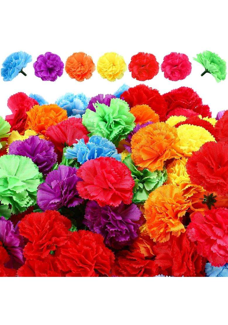 Willbond 140 Pieces Marigold Flower Heads Mexican Artificial Marigold Flowers Valentine Day Flowers Day - Indya