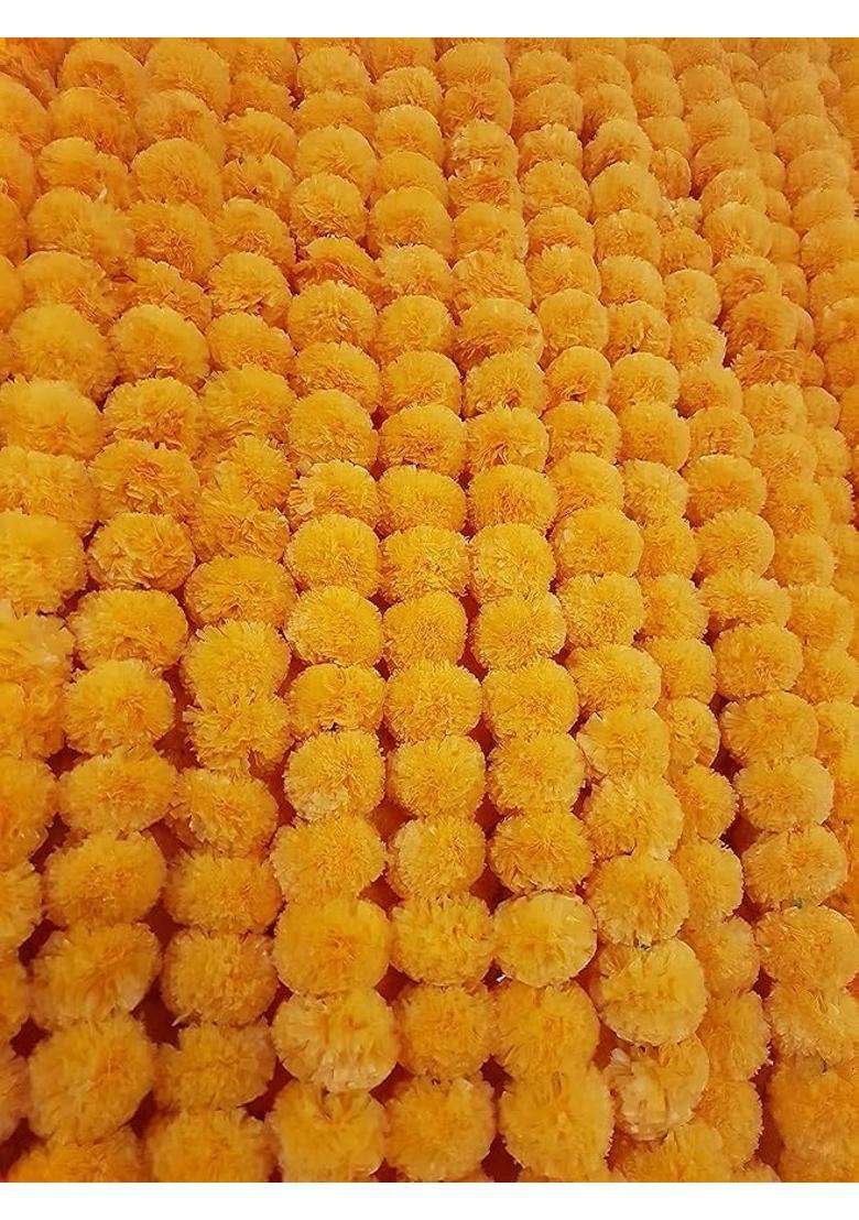 Awicktik Artificial Marigold Flowers Hanging Toran Orange Pack of 20 - Indya