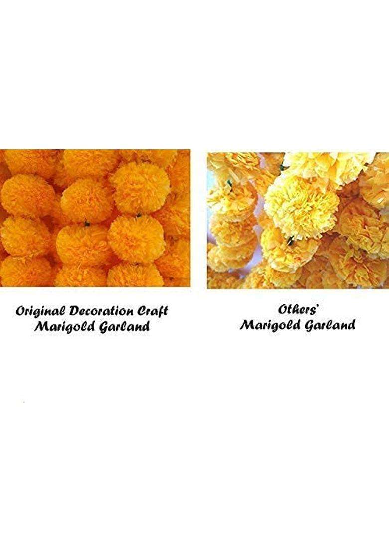 Awicktik Artificial Marigold Flowers Hanging Toran Orange Pack of 20 - Indya
