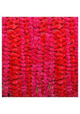 Ragoma 25 Pcs Artificial Marigold Garlands Red Artificial Marigold Flowers for Decoration Garlands for Home