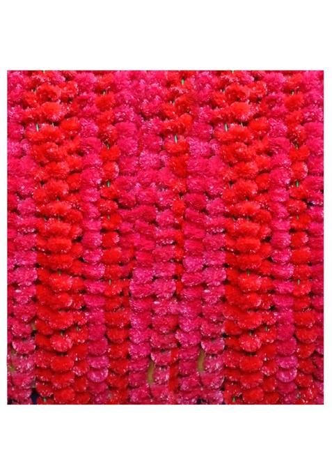 Ragoma 25 Pcs Artificial Marigold Garlands Red Artificial Marigold Flowers for Decoration Garlands for Home