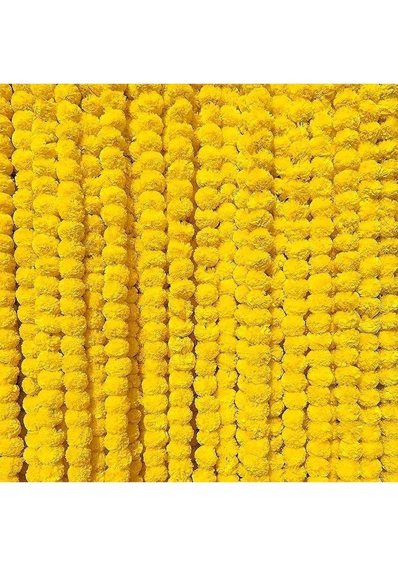 Awicktik Artificial Marigold Flower Garlands Yellow 5 Feet Pack of 20 - Indya