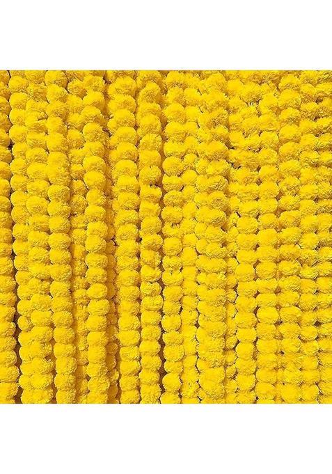 Awicktik Artificial Marigold Flower Garlands Yellow 5 Feet Pack of 20