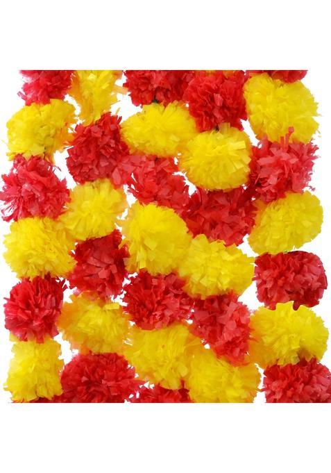 Craftvatika Artificial Marigold Fluffy Flowers String Garlands for Diwali Home Festival Decoration Pack of 15