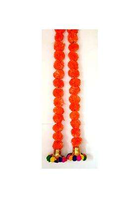 Prahll Artificial Marigold Flower Garlands Hanging Toran for Door and Wall with 3 Inch Golden Bell Pack of 6