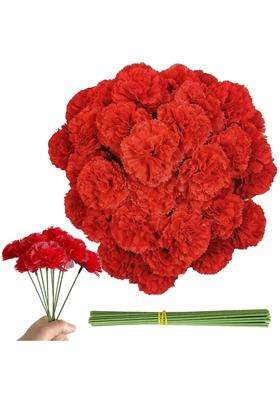 Gusaloo Marigold Flower Heads Bulk 50Pcs Silk Marigold Artificial Flowers for Diwali Home Decor DIY Wreath