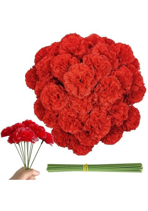 Gusaloo Marigold Flower Heads Bulk 50Pcs Silk Marigold Artificial Flowers for Diwali Home Decor DIY Wreath