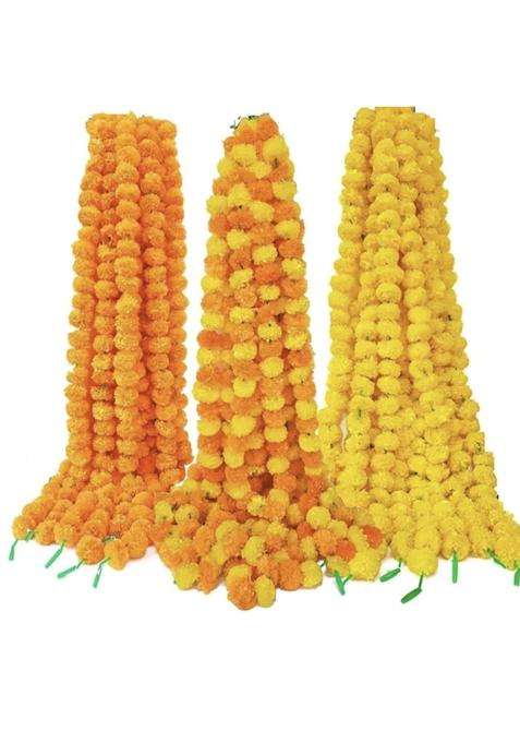 Decorhacks Artificial Fluffy Marigold Flower Reusable Garland for Home Office Puja Wedding 5Ft