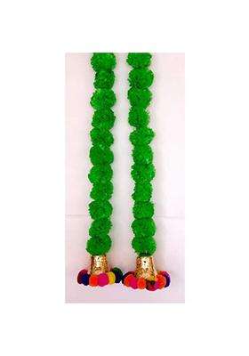 Prahll Artificial Marigold Flower Garlands Hanging Toran for Door and Wall with 3 Inch Golden Bell Pack of 2