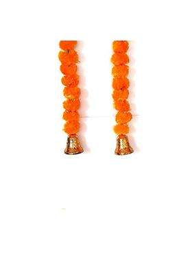 Prahll Artificial Marigold Flower Garlands Hanging Toran for Door N Wall with 3 INCH Golden Bell Light Orange