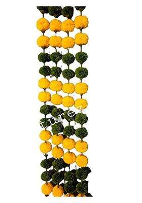 Futurez Key Woollen Handmade Artificial Orange Marigold Flower Garlands 5 Feet Long Each Pack of 4