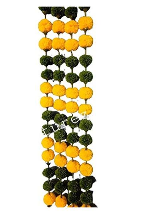 Futurez Key Woollen Handmade Artificial Orange Marigold Flower Garlands 5 Feet Long Each Pack of 4