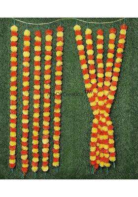 Art of Creation Artificial Marigold Garland Multi Flower Phool Mala Toran for Home Temple Decoration Pack of 30