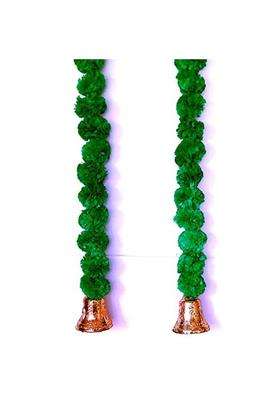 Prahll Artificial Marigold Flower Garlands Hanging Toran for Door N Wall with 3 INCH Golden Bell Green 10 72