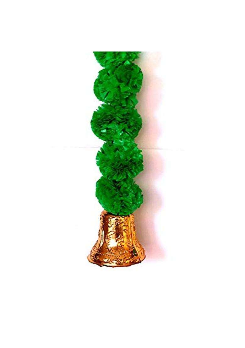 Prahll Artificial Marigold Flower Garlands Hanging Toran for Door N Wall with 3 INCH Golden Bell Green 10 72 - Indya