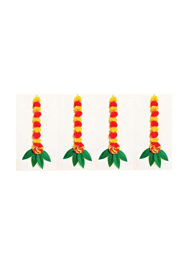 Sphinx Artificial Marigold Fluffy Flowers and Mango Leaves Garlands for Home Decoration Wall Decorations - Indya