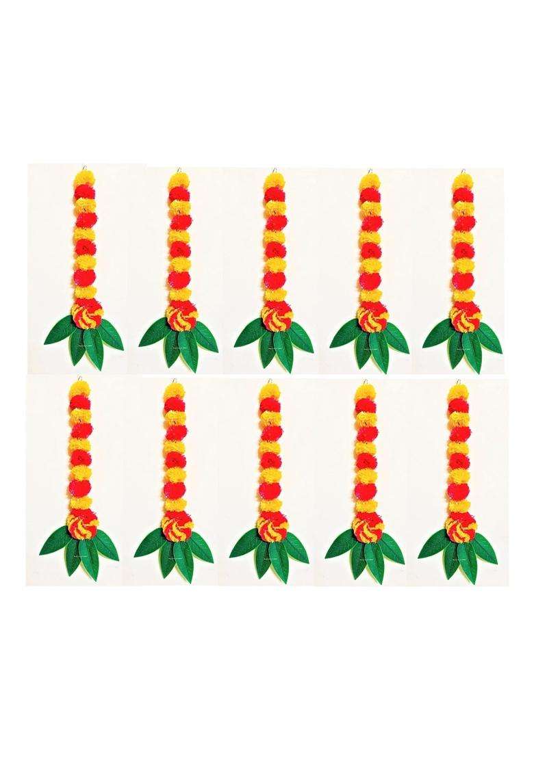 Sphinx Artificial Marigold Fluffy Flowers and Mango Leaves Garlands for Home Decoration Wall Decorations - Indya