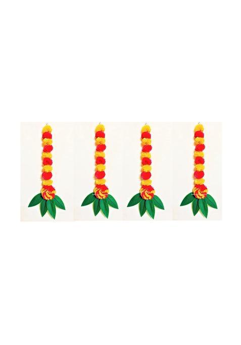Sphinx Artificial Marigold Fluffy Flowers and Mango Leaves Garlands for Home Decoration Wall Decorations