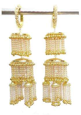 White RKM Collections Pearl Kalire with Attatched Bangles 2 Layer Bangles Size 2 4 2 Point 6