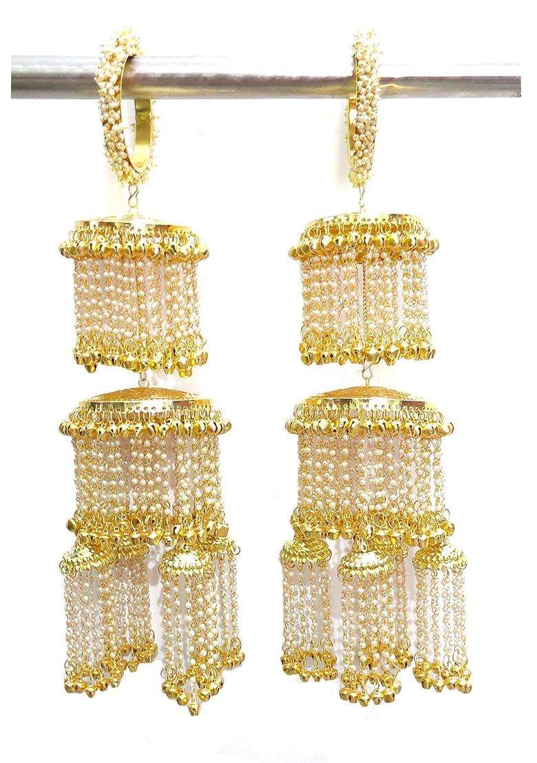 White RKM Collections Pearl Kalire with Attatched Bangles 2 Layer Bangles Size 2 4 2 Point 6 - Indya