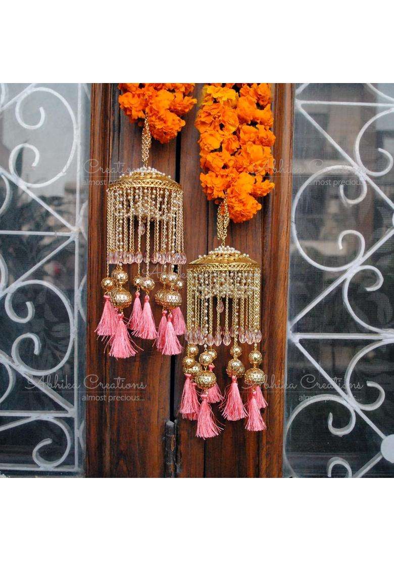 Abhika Creations Pink Kaleere for Indian Wedding Bride Designer Kalire Handmade Special Pink Taseel Kaleera - Indya