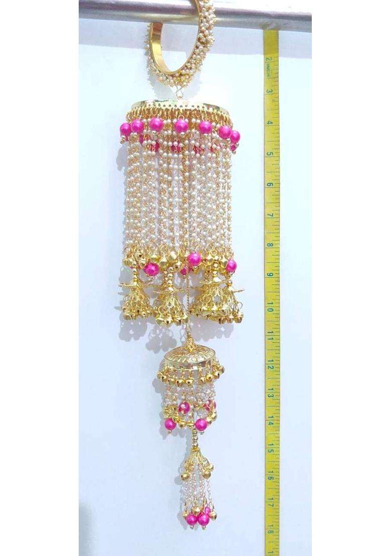 RKM Kalire Pearl Kalire with Pink Beads Attached with Pearl Bangles Size 2 Point 6 - Indya