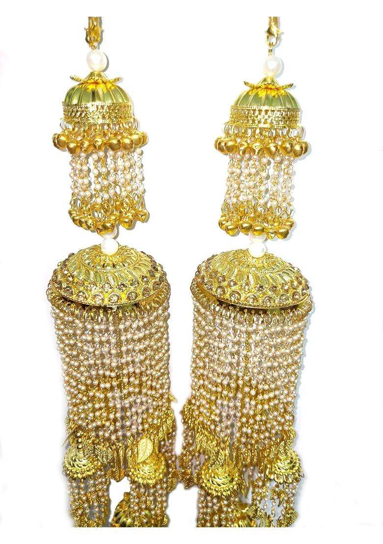 Golden RKM Collections Kalire Pearl Kaleere with Stone WORK Attached with Adjustable Dorri - Indya