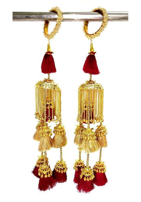 RKM Collections Kalire Pearl Kalire with Mehroon and Golden Tassel Attached with Pearl Bangles