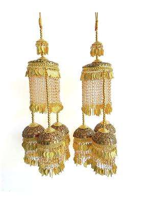 R K M Collections Golden Fancy Pearl Kalire with Kundan Work Attatched with Adjustable Dorri
