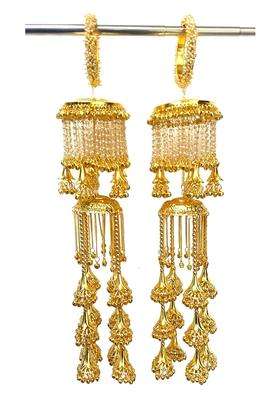 RKM Collections Kalire Fancy Golden Kalire with Jhumkis Attached with Pearl Bangles Size 2 8