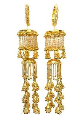 RKM Collections Kalire Fancy Golden Kalire with Jhumkis Attached with Pearl Bangles Size 2 4