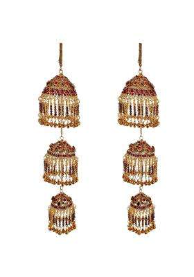 Lucky Jewellery Traditional LCT Golden Red Color Gold Plated Kalira Kaleeray for Womens and Girls