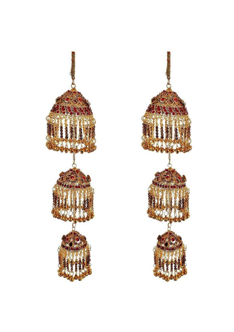 Lucky Jewellery Traditional LCT Golden Red Color Gold Plated Kalira Kaleeray for Womens and Girls - Indya