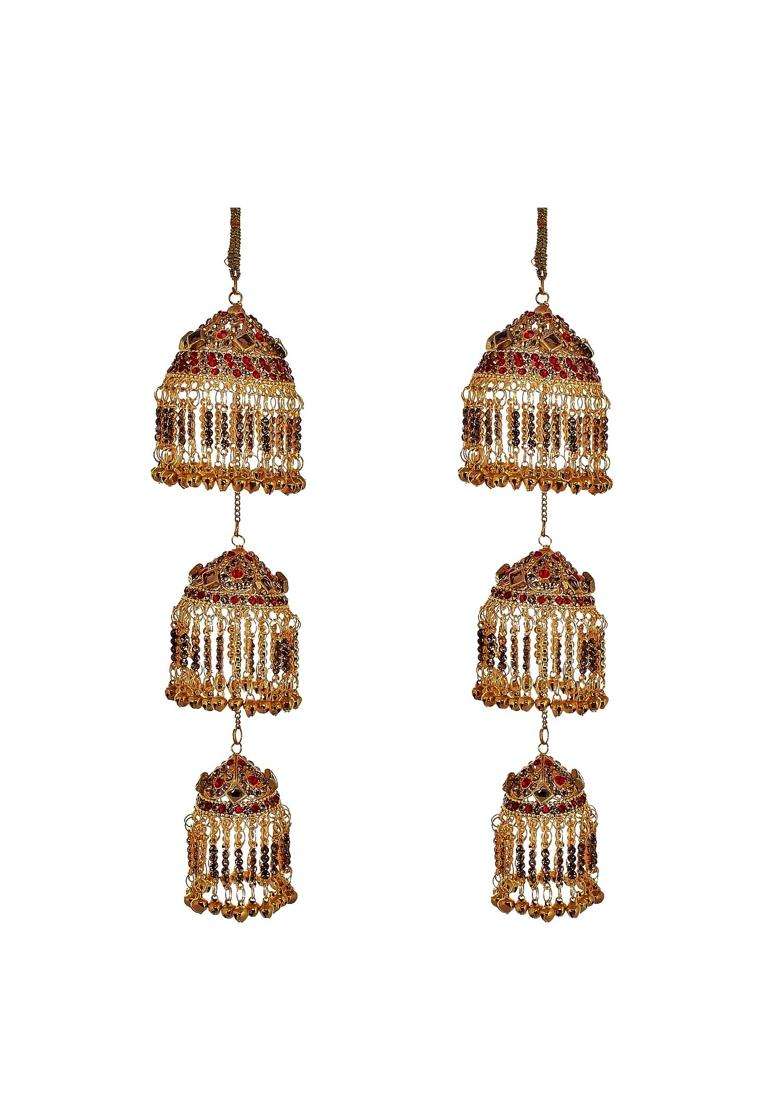Lucky Jewellery Traditional LCT Golden Red Color Gold Plated Kalira Kaleeray for Womens and Girls - Indya