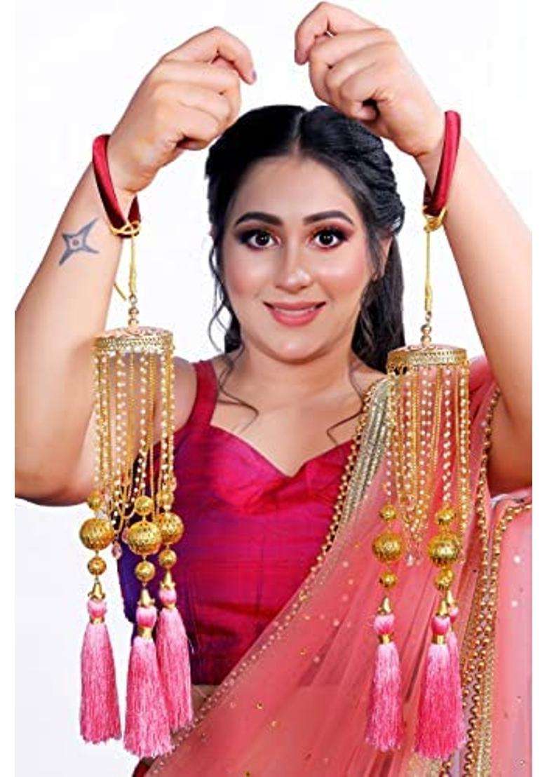 Saumakshi Designs Beautiful Traditional Kaleera for Bride and Women with Meena Work Pink - Indya