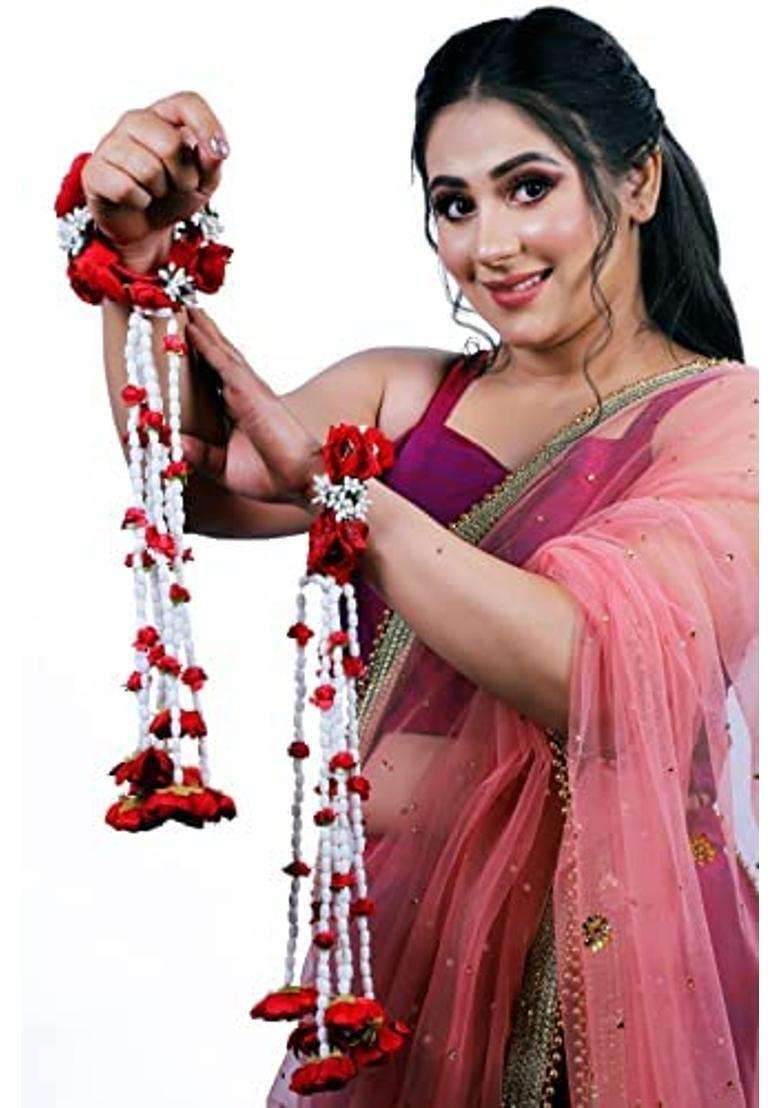 Saumakshi Designs Beautiful Traditional Kaleera for Bride and Women with Openable Bangles Red Colour - Indya