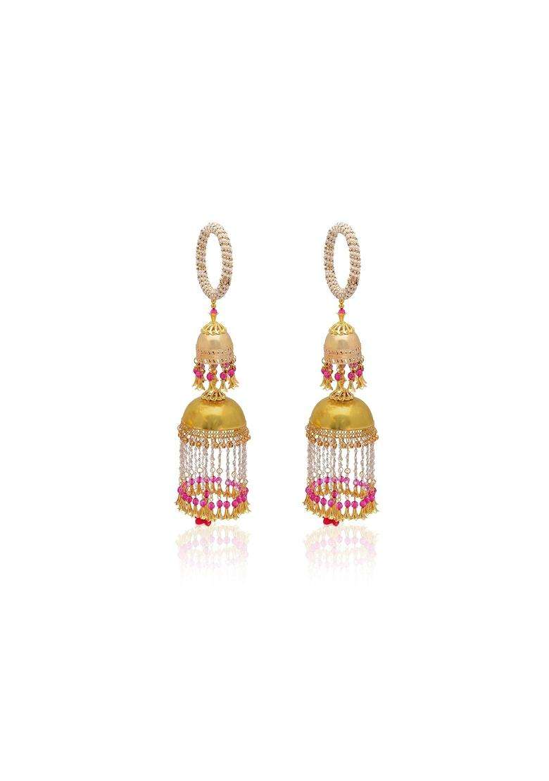 Khandelwalimpex Pink Colour Brass Golden Kalire for Bride to Be Kalire for Women Hand Hanging Kalera - Indya