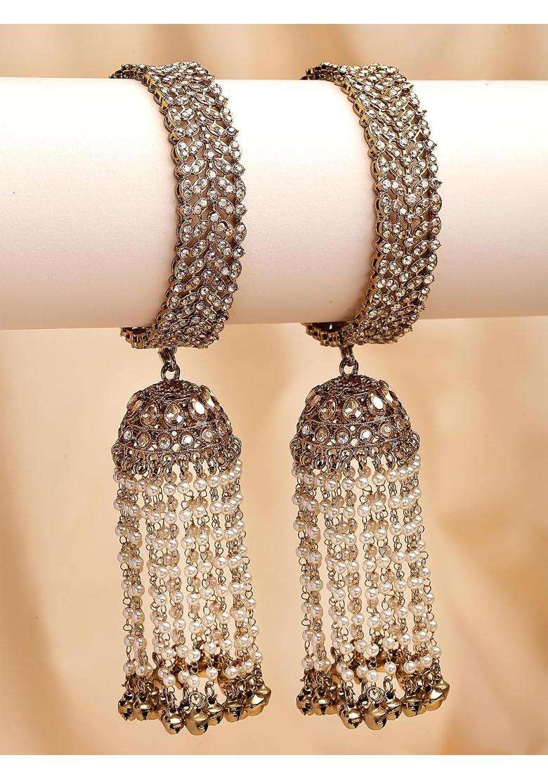 Karatcart Elegant Antique Gold Plated Bridal Kaleere Style Bangles for Women - Indya