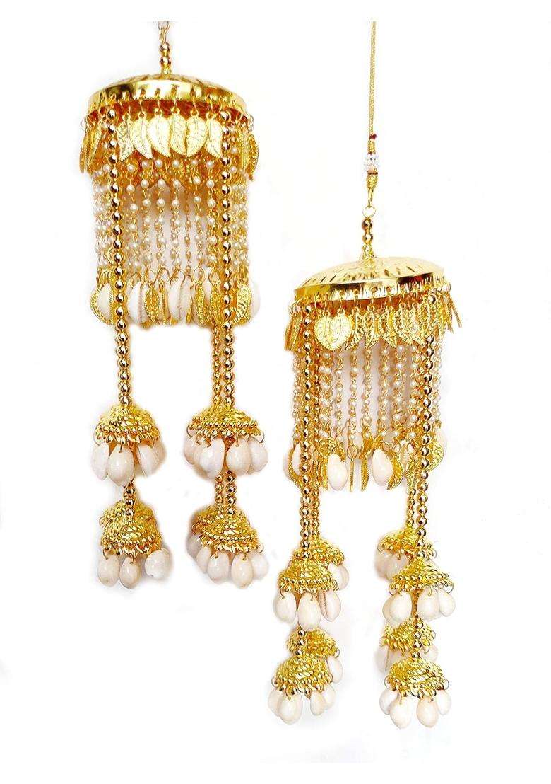 Golden RKM Collections Kalire Pearl Kaleere with Shells Kaudi Attatched with Adjustable Dorri - Indya