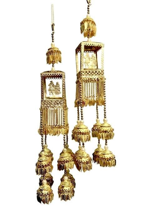 R K M Collections Brass Bridal Kalire for Girls Gold and Off White Traditional Indian Pearl Beaded Chain