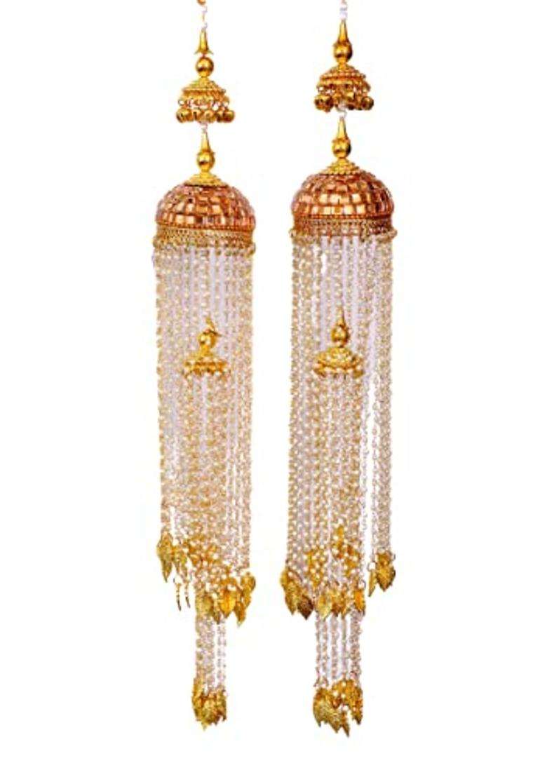 MB Collections Beautiful Traditional Punjabi Golden Handmade Pearl Work Kalira Kaleera Kalera Kalira Bridal - Indya