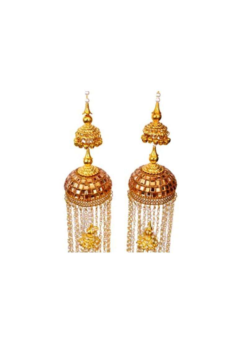 MB Collections Beautiful Traditional Punjabi Golden Handmade Pearl Work Kalira Kaleera Kalera Kalira Bridal - Indya